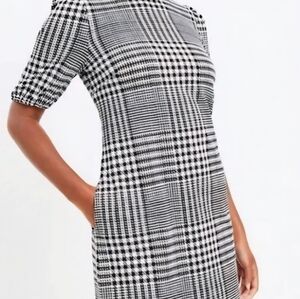 LOFT Monochrome Checkered Midi Dress